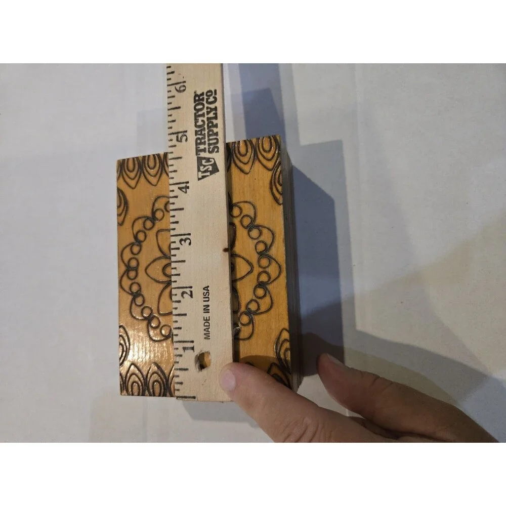 Small Wooden Engraved Hinged Trinket Box
